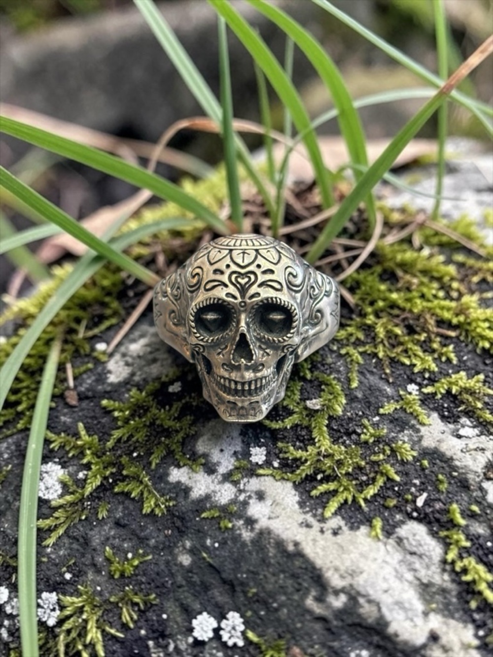 Sterling Silver Sugar‎ Skull Ring